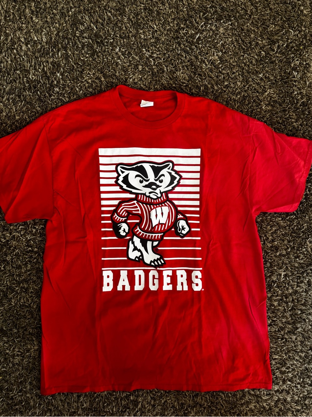Gildan Red Badgers Graphic Tee with White & Black Print